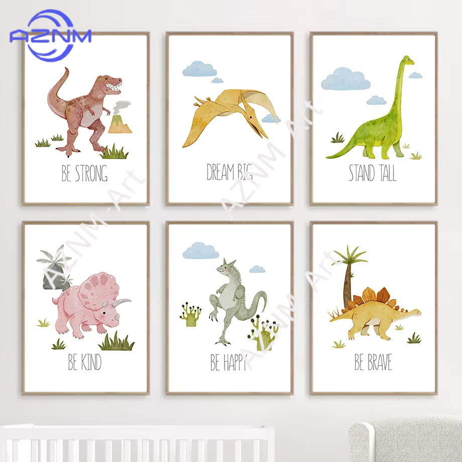 Baby Nursery Quotes Wall Art - 1 Stück/6 Stück Dinosaurier Inspirierende Zitate