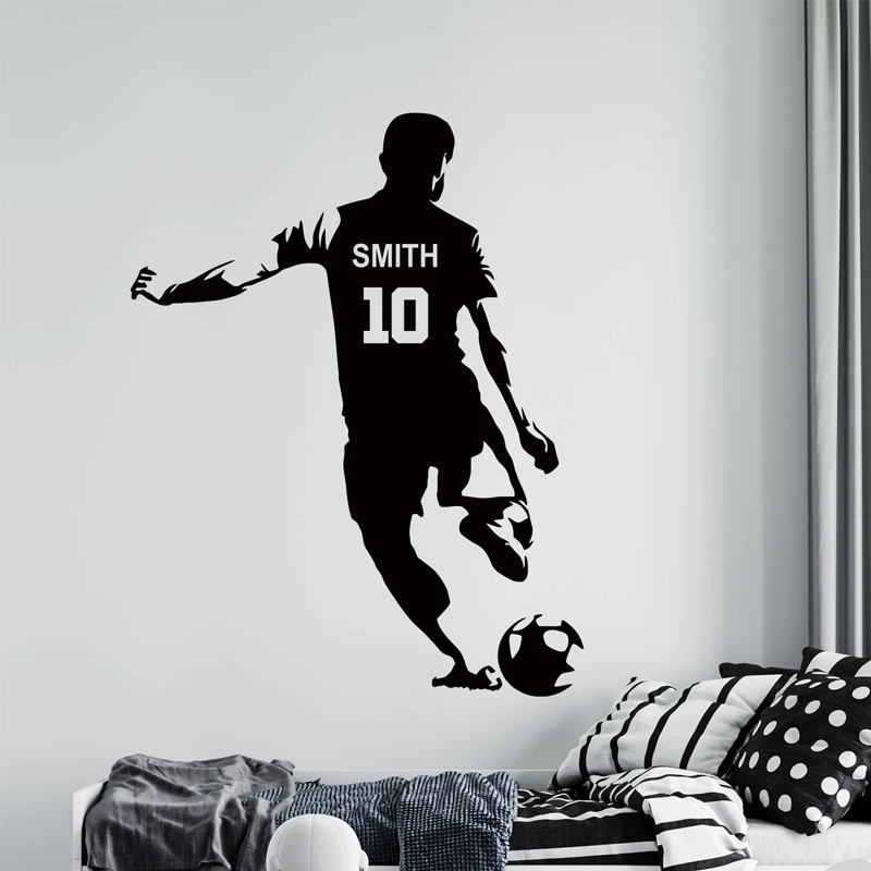Baby Nursery Wall Mural - Personalisierter Fußballspieler Name und Nummer Wandaufkleber