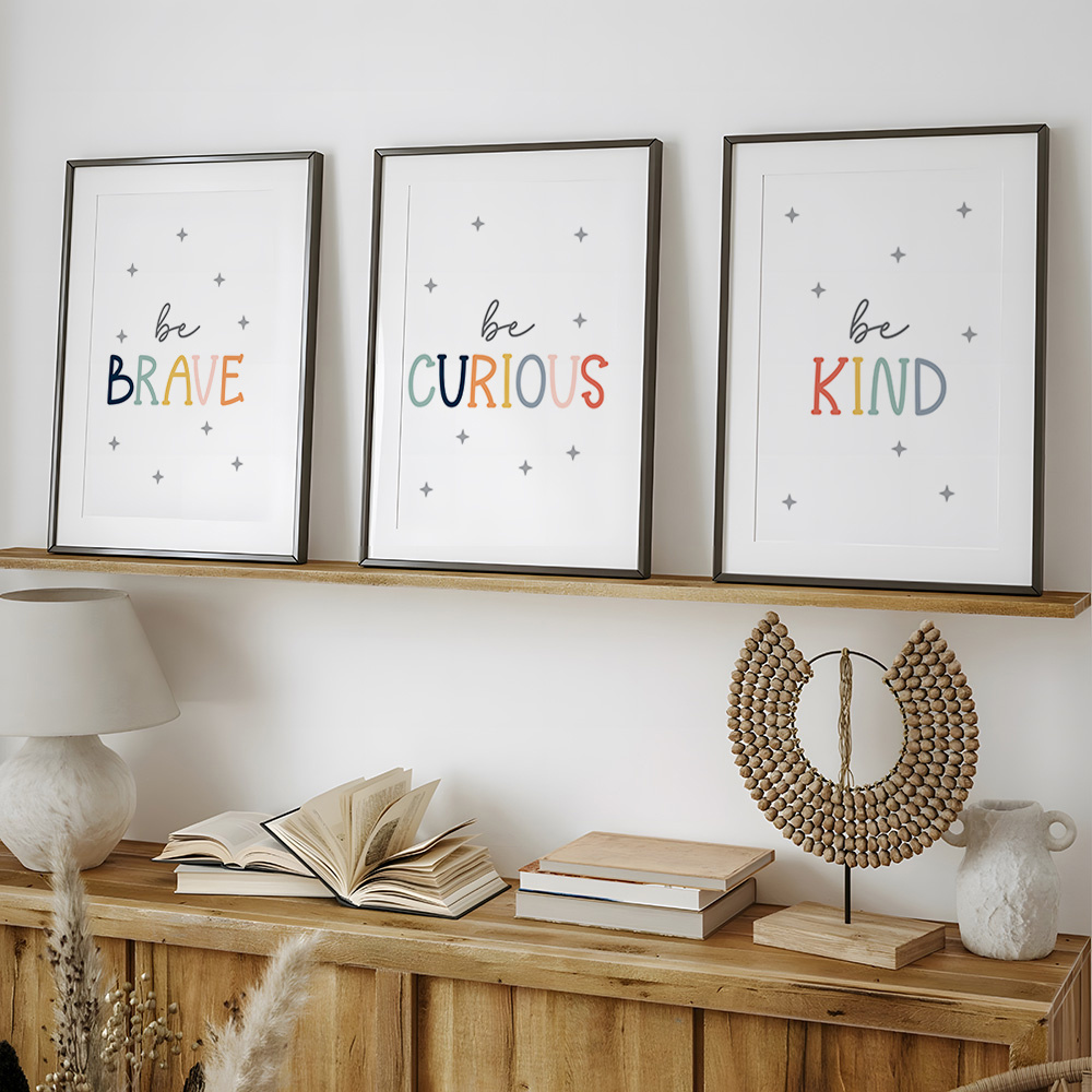Baby Nursery Quotes Wall Art - 3 Stück „Sei mutig und freundlich“