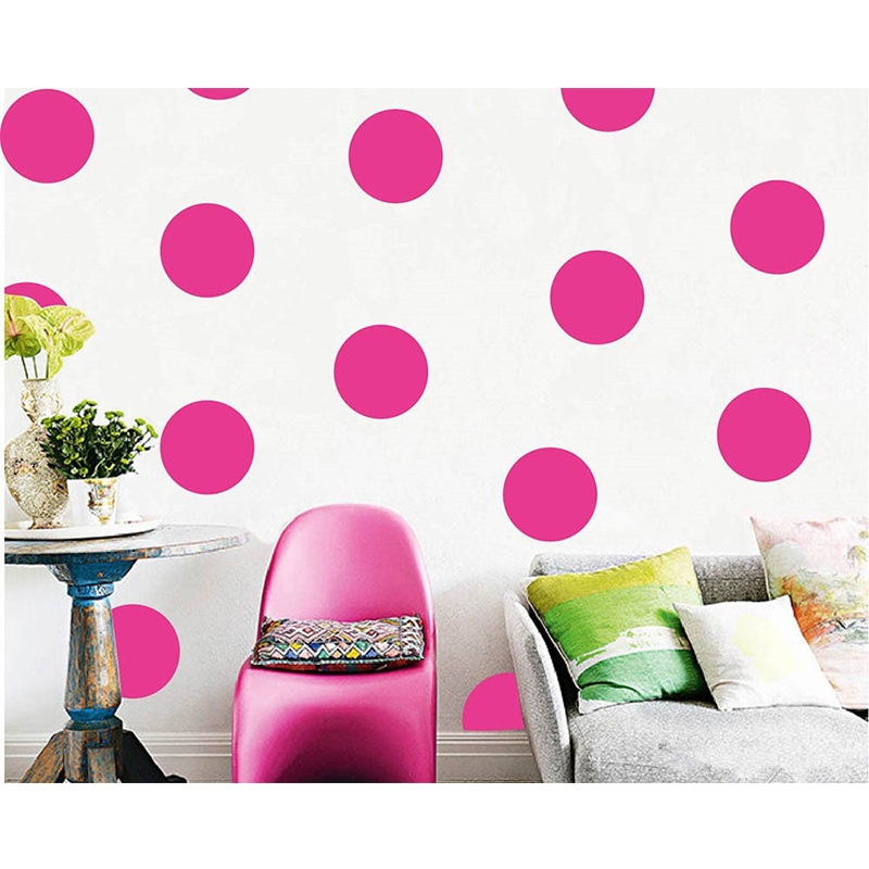 Baby Nursery Yellow Walls - Glänzende rosarote Tupfen Wanda uf kleber