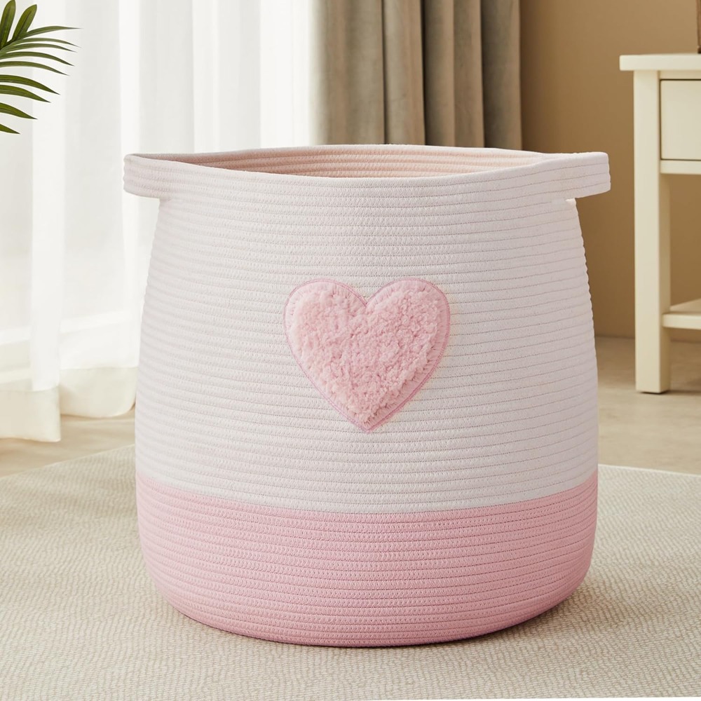 Baby Nursery Modern - Rosa Wäschekorb, Korb für Kinder, Mädchen,