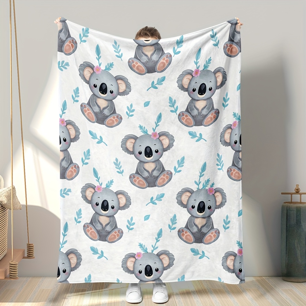 Baby Nursery Animal Prints - Entzückende Koala-Tiermuster-Decke für Kinderzimmerdekoration, Sofadecke, Weiche