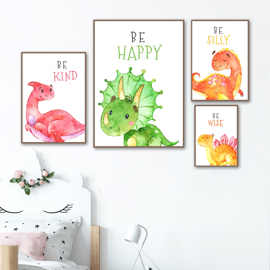 Baby Nursery Quotes Wall Art - Cartoon Dinosaurier Zitate Wand Kunst Leinwand