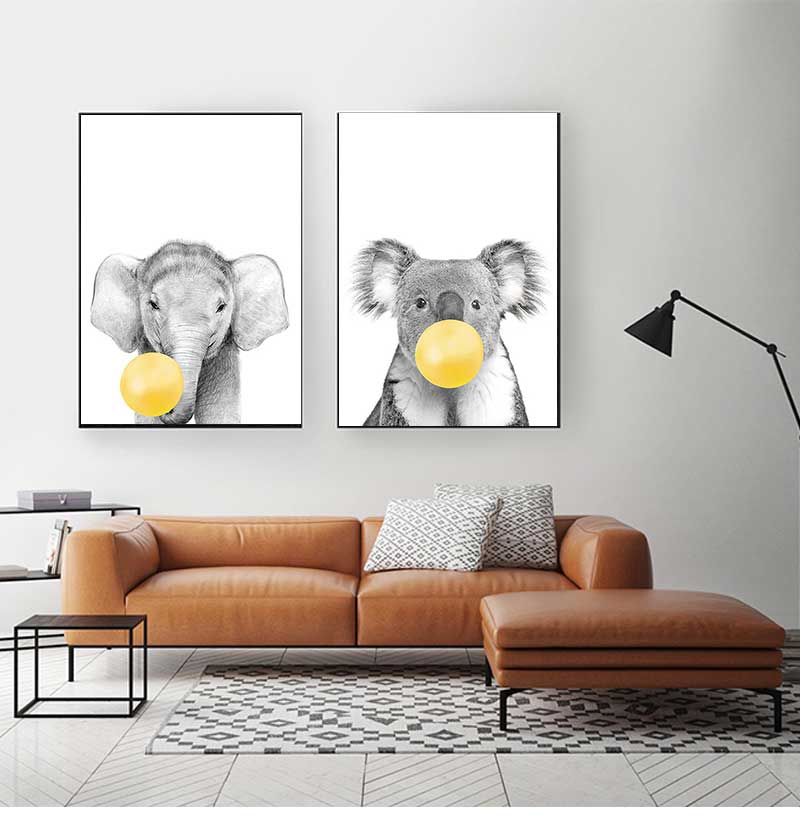 Baby Nursery Yellow Walls - 1 Stück rahmenlose Leinwandbilder für Babyzimmer: