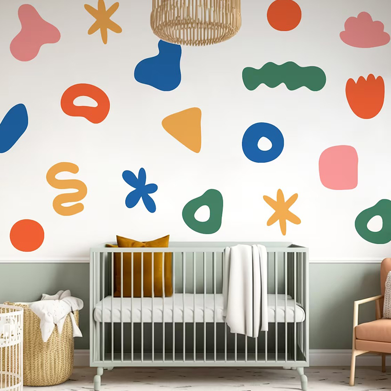 Baby Nursery Wallpaper - Kreative mehrfarbige Form Wandaufkleber für Kinderzimmer,