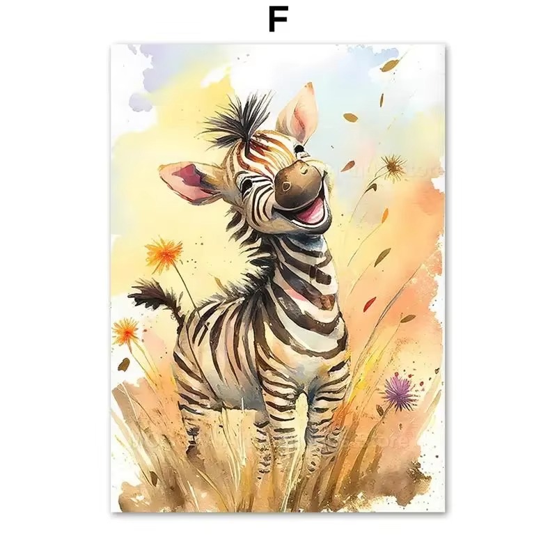 Baby Nursery Animal Prints - Aquarell Löwe Giraffe Tiger Elefant Zebra