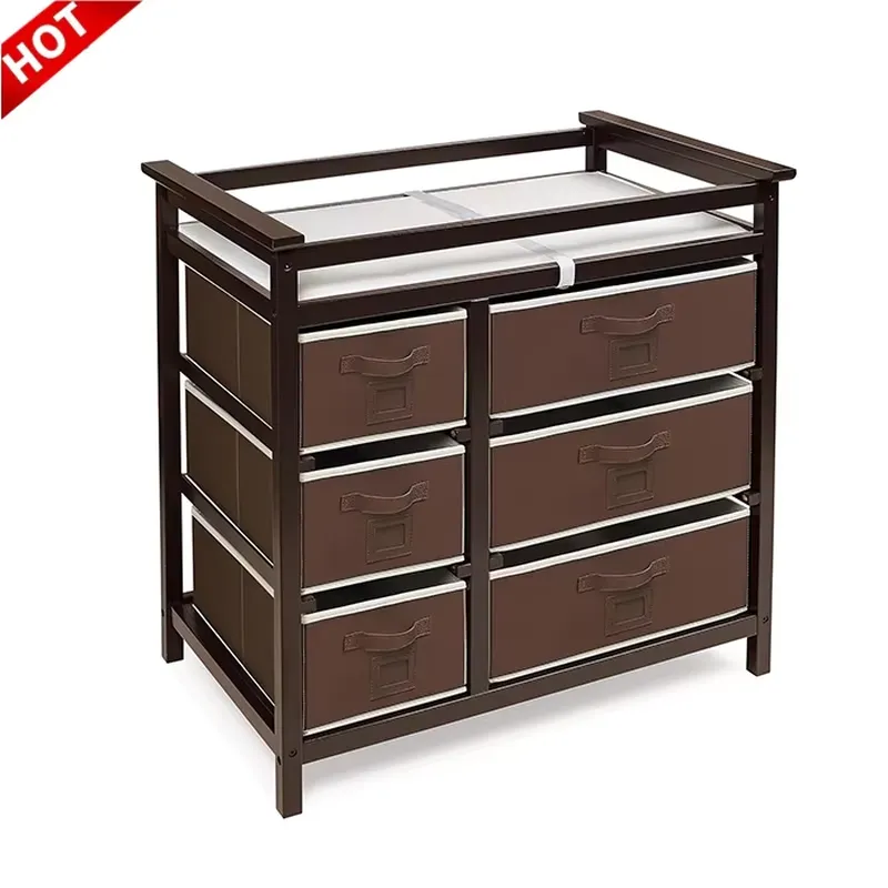 Baby Nursery Modern - Moderne Holz-Babykommode mit Wickelauflage und Aufbewahrungskorb,
