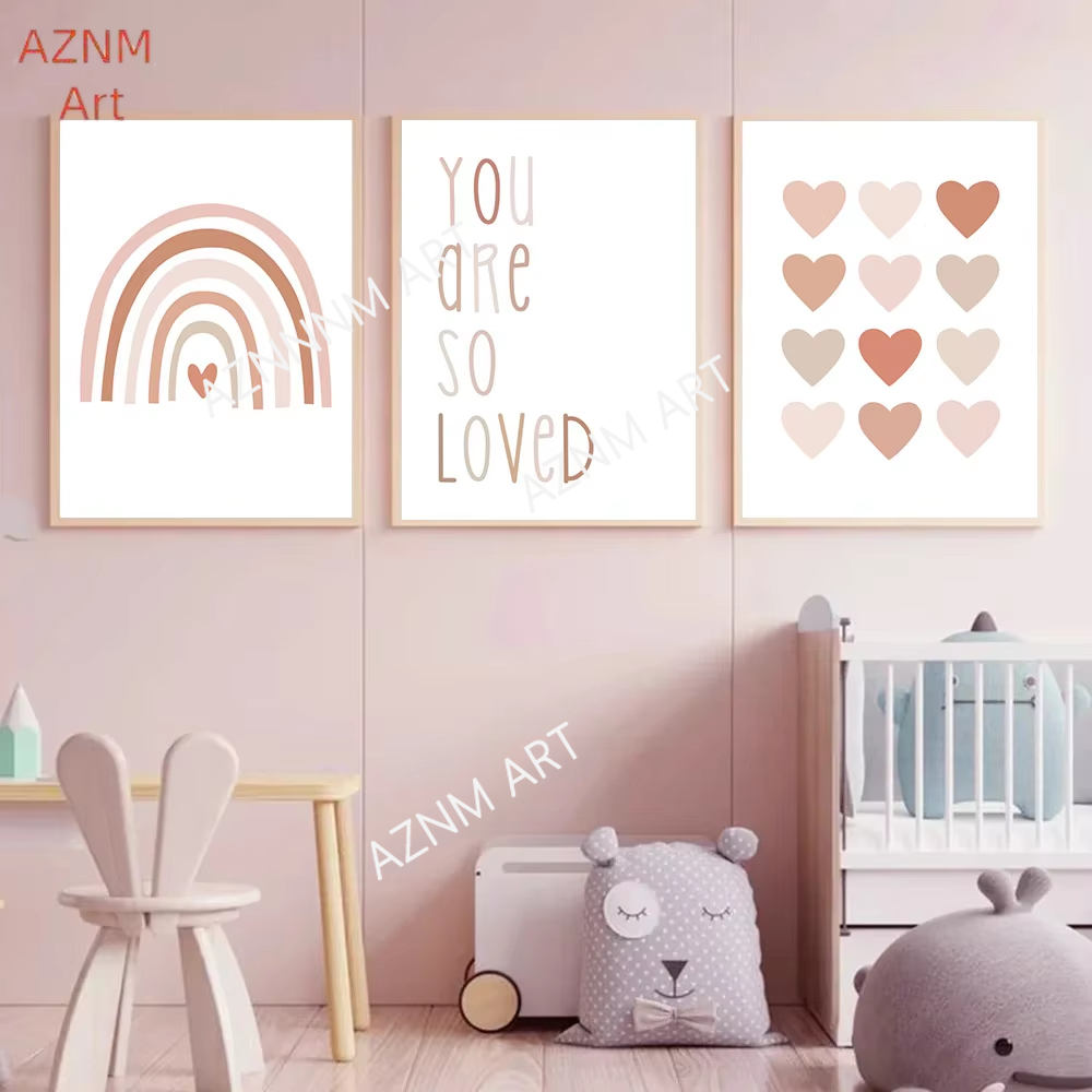 1/3PCS, Cartoon Herz Regenboge – Baby Nursery Art Bewertung und Preis