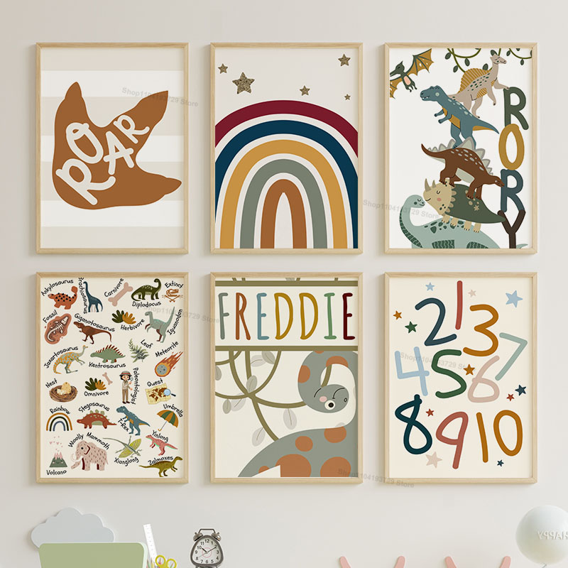 Jurassic Dinosaur Rainbow Pers – Baby Name Wall Art Bewertung und Preis