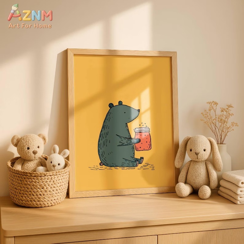 AZNM Cartoon Bär Honigglas Lei – Baby Nursery Art Bewertung und Preis