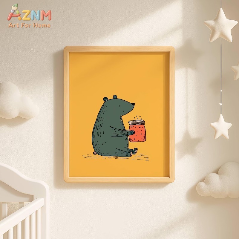 AZNM Cartoon Bär Honigglas Lei – Baby Nursery Art Bewertung und Preis