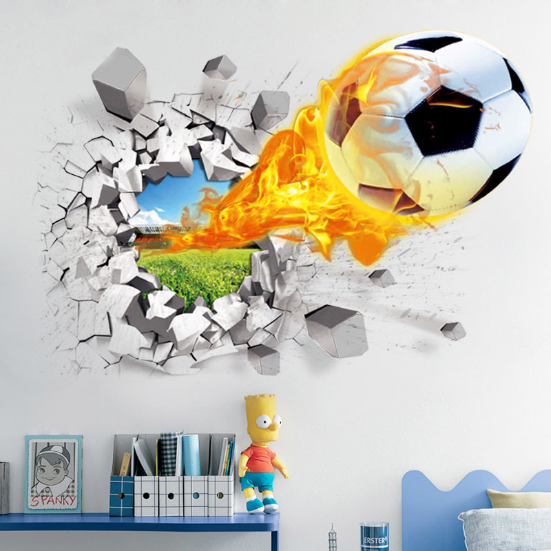 3D Fußball gebrochen Wandaufkl – Baby Nursery Wallpaper Bewertung und Preis