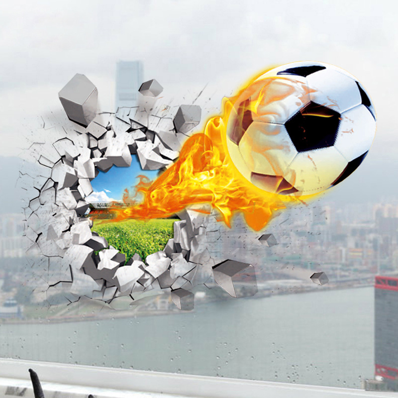 3D Fußball gebrochen Wandaufkl – Baby Nursery Wallpaper Bewertung und Preis