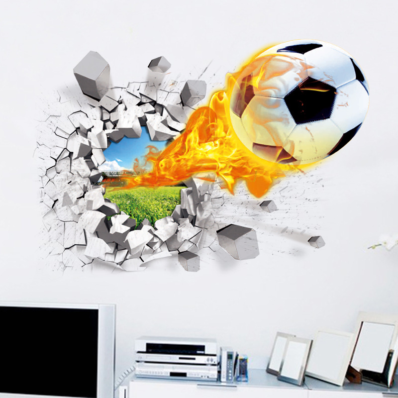 3D Fußball gebrochen Wandaufkl – Baby Nursery Wallpaper Bewertung und Preis