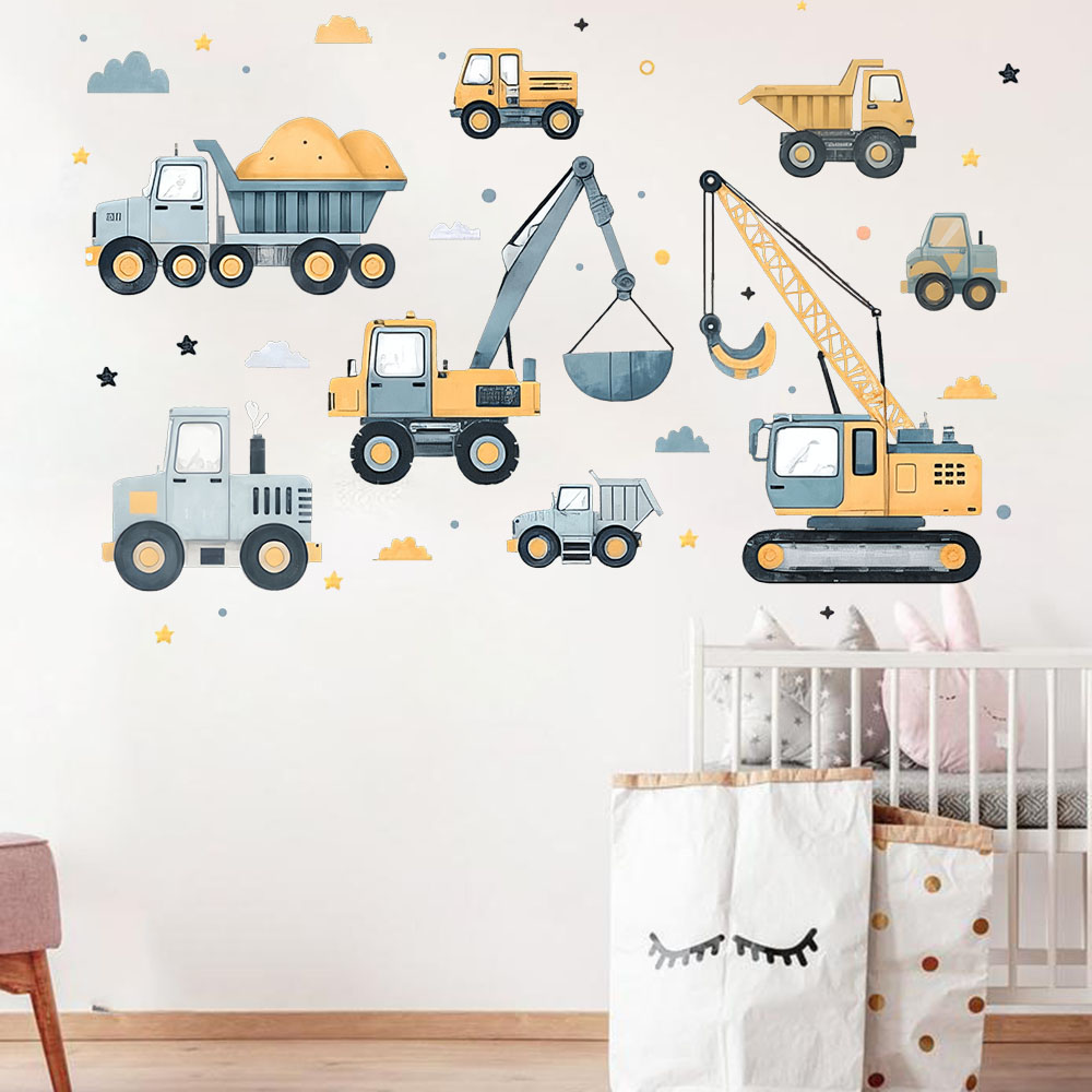 Cartoon Bagger Fahrzeuge Set A – Baby Nursery Wall Mural Bewertung und Preis