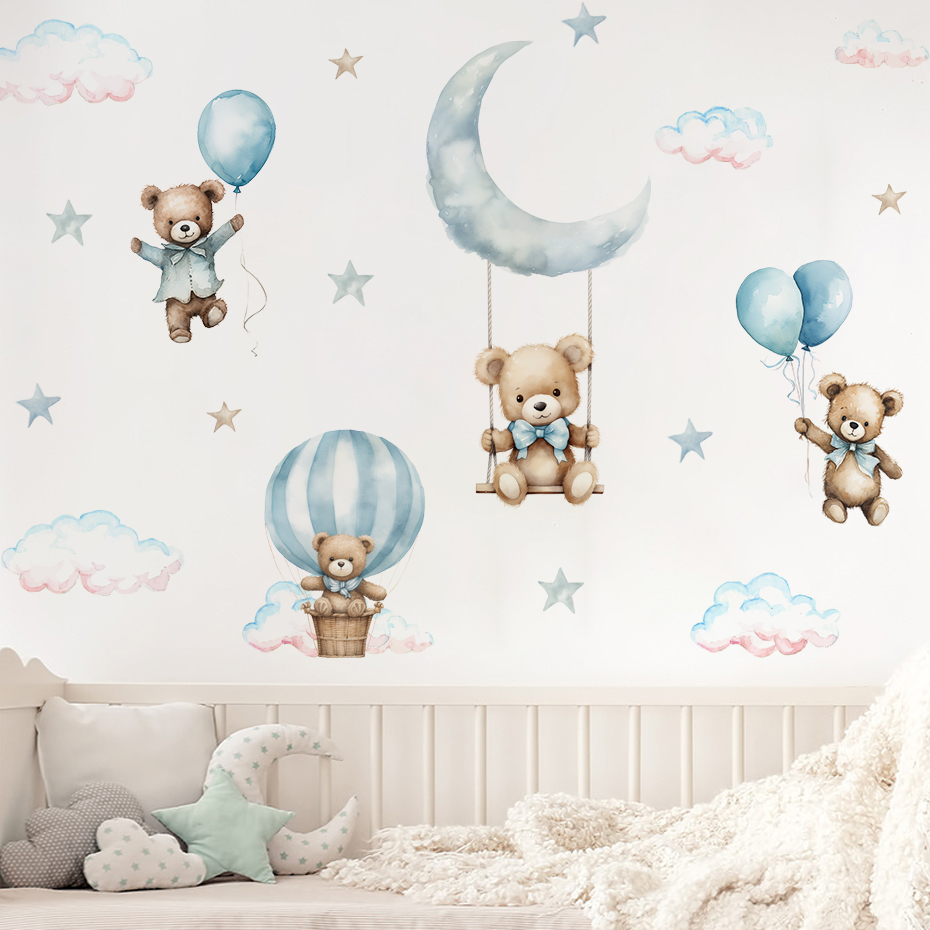 Aquarell Bär Heißluftballon Wo – Baby Nursery Wallpaper Bewertung und Preis