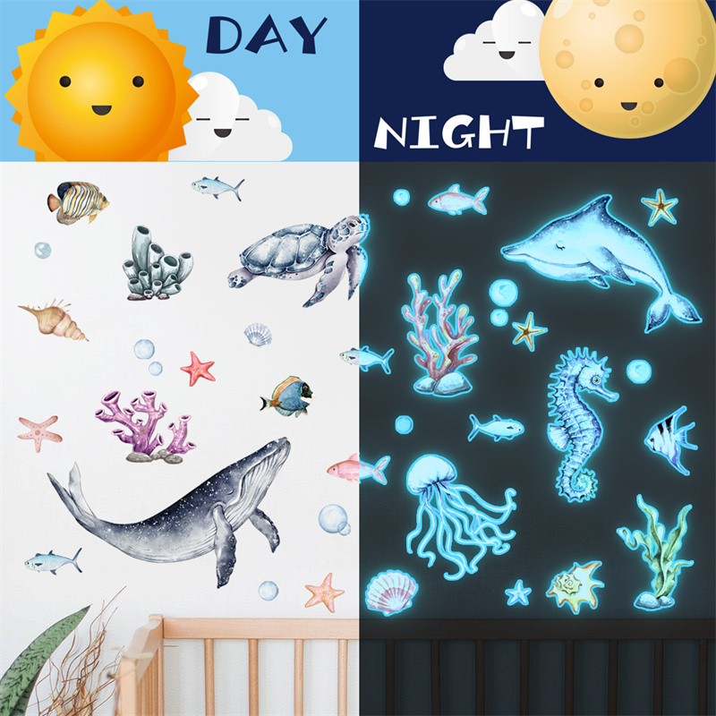 Leuchtender Ozean-Tier-Wandauf – Baby Nursery Wall Mural Bewertung und Preis