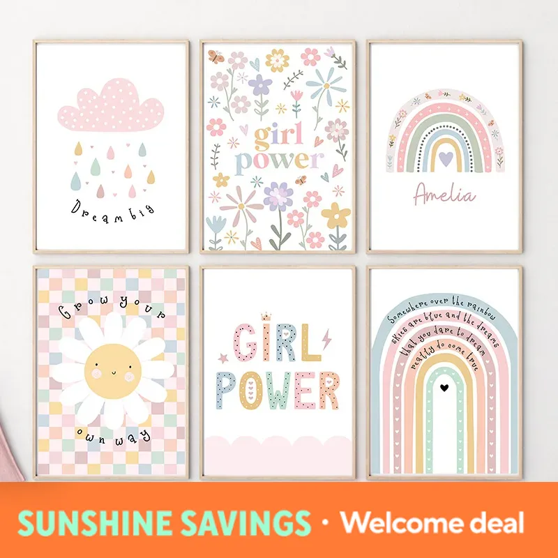 Sonnenblumen-Regenbogen-Wolken – Baby Nursery Art Bewertung und Preis