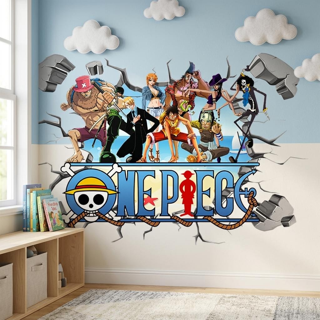 Cartoon One Piece Luffy 3D-Wan – Baby Nursery Wall Mural Bewertung und Preis