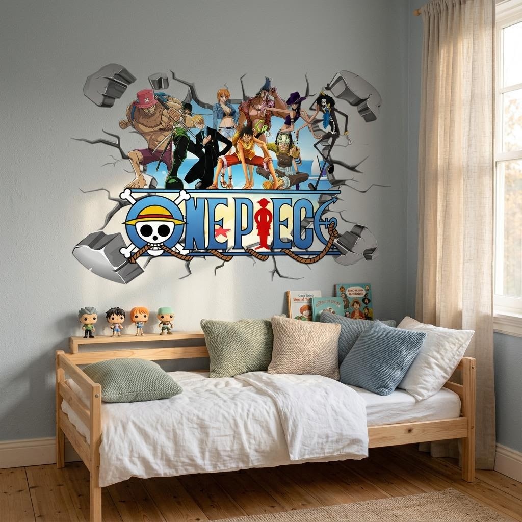 Cartoon One Piece Luffy 3D-Wan – Baby Nursery Wall Mural Bewertung und Preis
