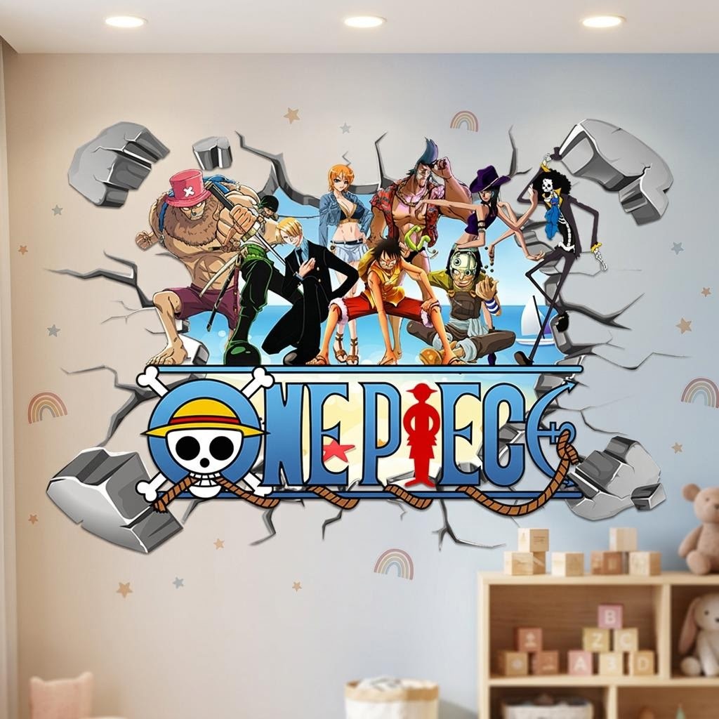 Cartoon One Piece Luffy 3D-Wan – Baby Nursery Wall Mural Bewertung und Preis