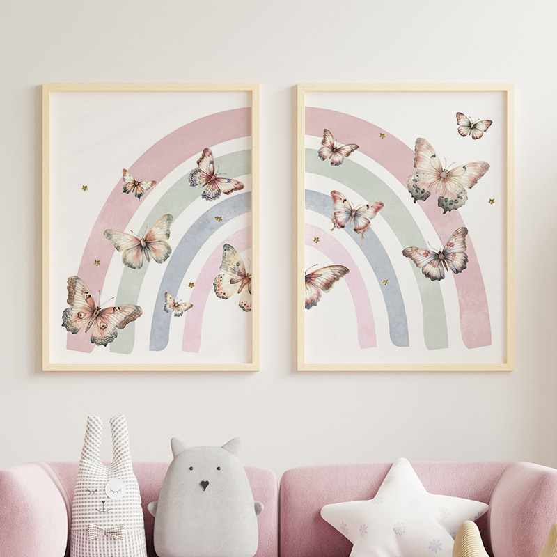Rosa Regenbogen Schmetterling  – Baby Name Wall Art Bewertung und Preis