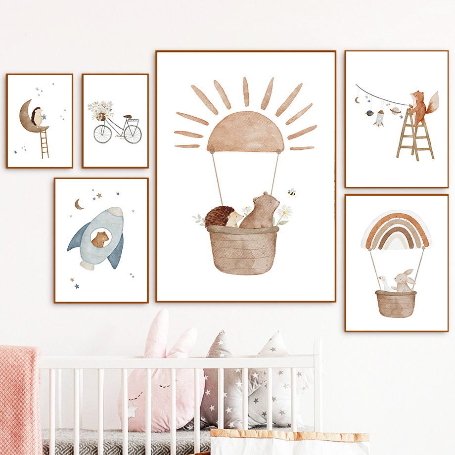 Cartoon Tiere Kinderzimmer Wan – Baby Nursery Animal Prints Bewertung und Preis